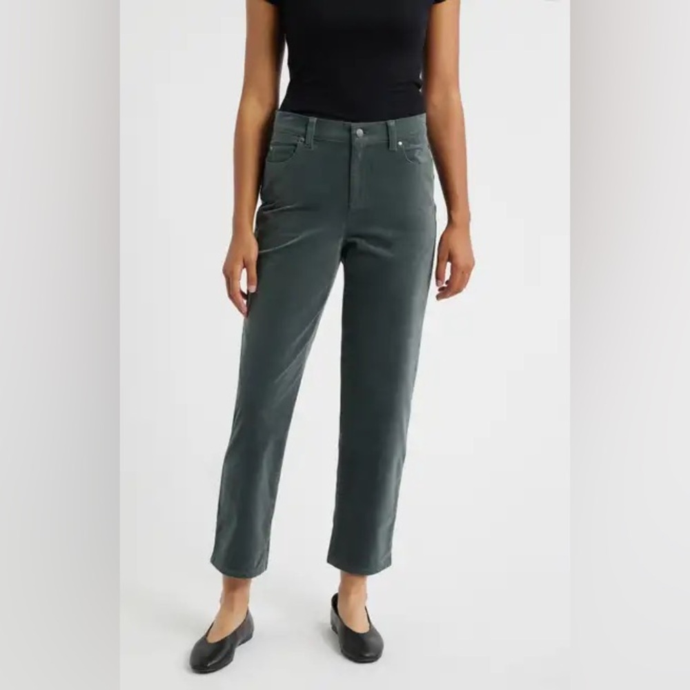 Eileen Fisher organic cotton straight leg corduroys everglade